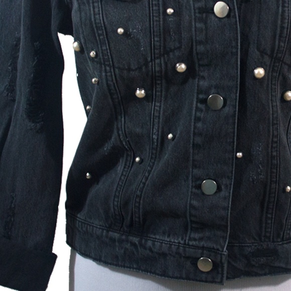 Tinsel Jackets & Coats Imitation Pearl Boyfriend Denim Jacket